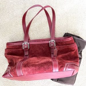 Red Suede Coach Diaper Bag (with changing mat)
